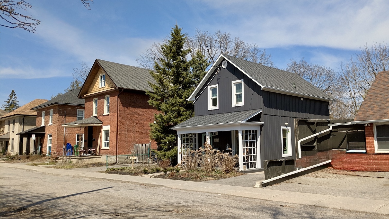 A row of typical older homes in Peterborough.